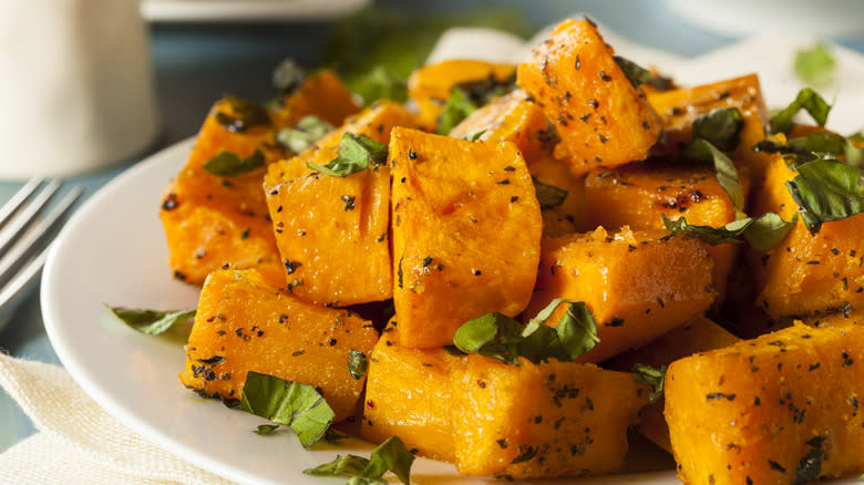 roasted squash sprinkled with spices