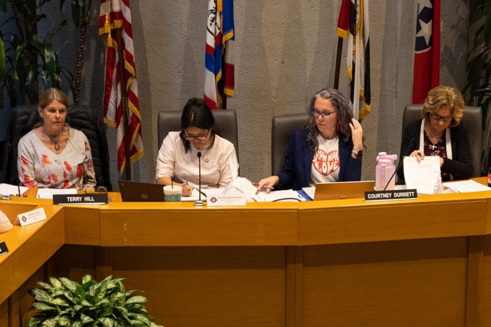 Junior commissioners sit with Knox County commission members Courtney Durrett and Terry Hill.