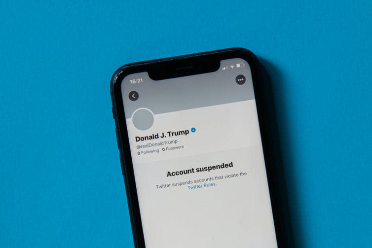 Phone shows Trump Twitter account suspended