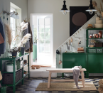 <p> We are totally sold on this slightly more unfitted, rustic hallway decorating idea &#x2013; and it&apos;s easy to recreate with white walls and a set of green in/outdoor cabinets and shelving units. Of course, you could just pick a paint color you love and paint your hallway furniture to coordinate.&#xA0; </p>