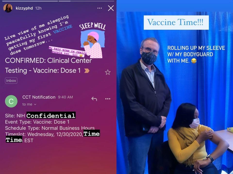image (37)Dr. Kizzmekia Corbett documented her first dose of Moderna's COVID-19 vaccine on Instagram.