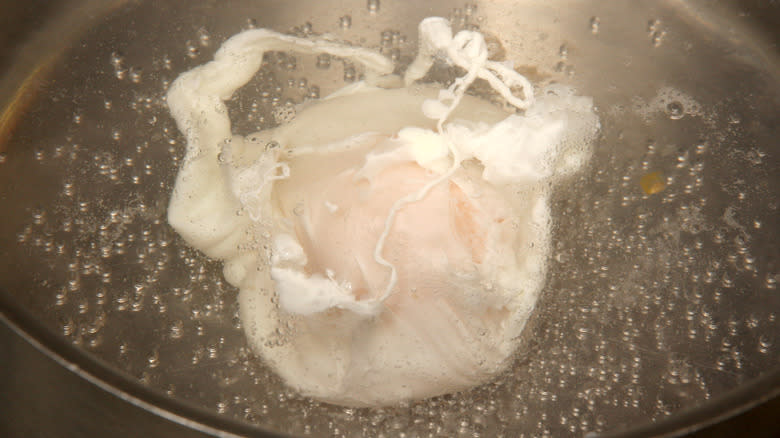 boiling poached egg