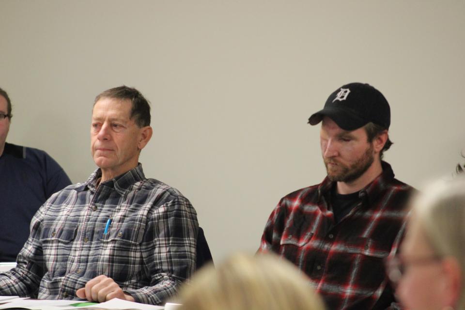 Otsego County commissioners Henry Mason (left) and Jonathan Turnbull (right) at the Health Department of Northwest Michigan board meeting on Feb. 7.