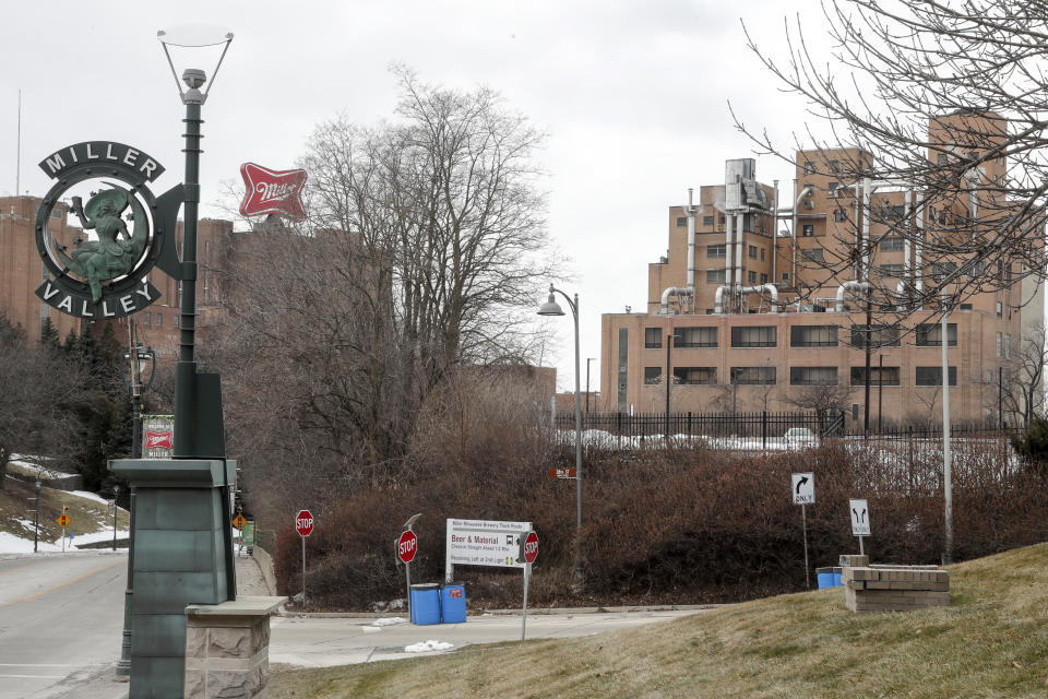 The Molson Coors facility is seen Thursday Feb. 27, 2020, in Milwaukee. An employee at the historic Molson Coors facility shot and killed five co-workers Wednesday afternoon and then turned the gun on himself. Six people, including the shooter, were killed on Wednesday, Feb. 26, 2020 at the facility. The brewery remained closed Thursday. (AP Photo/Morry Gash)