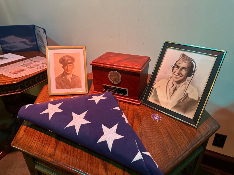 U.S. Army Air Forces 2nd Lt. Theodore Scarborough was killed in Romania in 1943 when the B-24 bomber he was in was shot down. On Saturday, April 22, 2023, his remains were buried in Maxie Methodist Church Cemetery, in Maxie, Miss.