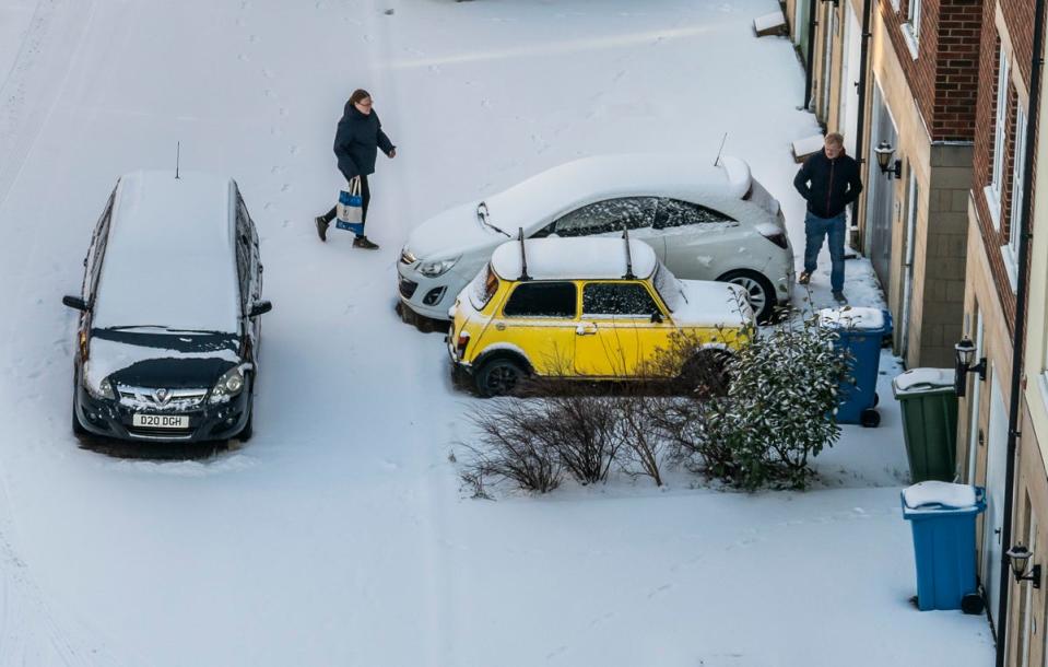 Snowy conditions in Whitby. Hundreds of schools are shut, some for a fourth day, (PA)