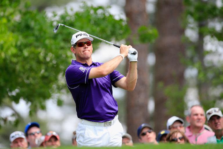 Lee Westwood during the final round of the Masters at Augusta National on April 13, 2014