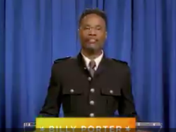 A screenshot of Billy Porter during his LGBTQ State of the Union address: Screenshot