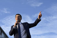 Democratic presidential candidate former South Bend, Ind., Mayor Pete Buttigieg speaks at a campaign stop in Arlington, Va., Sunday, Feb. 23, 2020. (AP Photo/Susan Walsh)