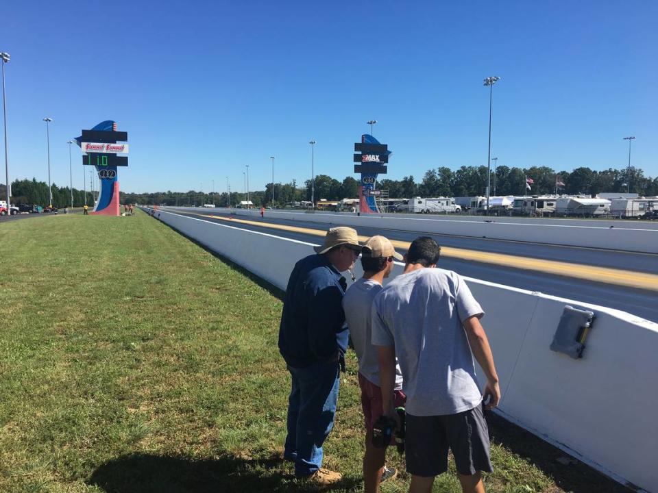 Professor Thomas Owens has been taking groups of students in his environmental geophysics class at the University of South Carolina to zMax Dragway in Concord this weekend to measure ground motion from Top Fuel dragsters competing in the NHRA Carolina Nationals.