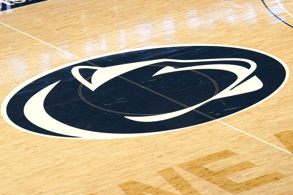 UNIVERSITY PARK, PA - FEBRUARY 18:  The Penn State Nittany Lions logo on the floor before a college basketball game against the Penn State Nittany Lions at the Bryce Jordan Center on February 18, 2020 in University Park, Pennsylvania.  (Photo by Mitchell Layton/Getty Images) *** Local Caption ***