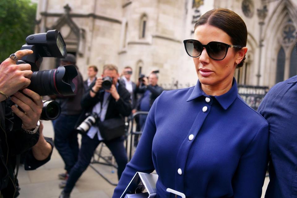 Rebekah Vardy, shown leaving the Royal Courts Of Justice in London on day one of the trial, has brought the action against Coleen Rooney (Victoria Jones/PA) (PA Wire)