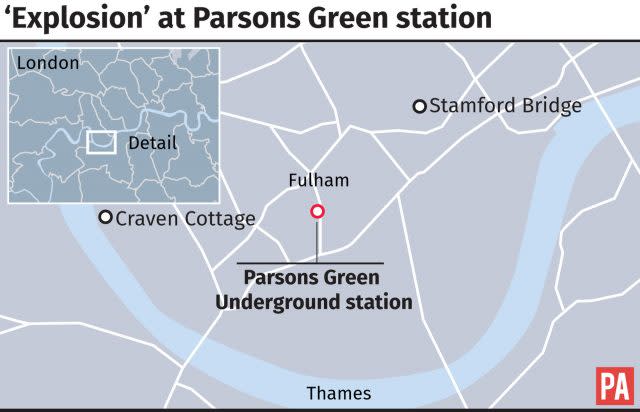 Graphic locates Parsons Green Underground station