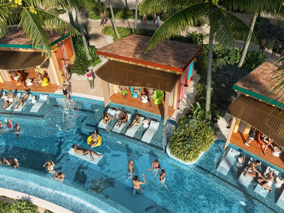 A rendering of a private cabana at Hideaway Beach