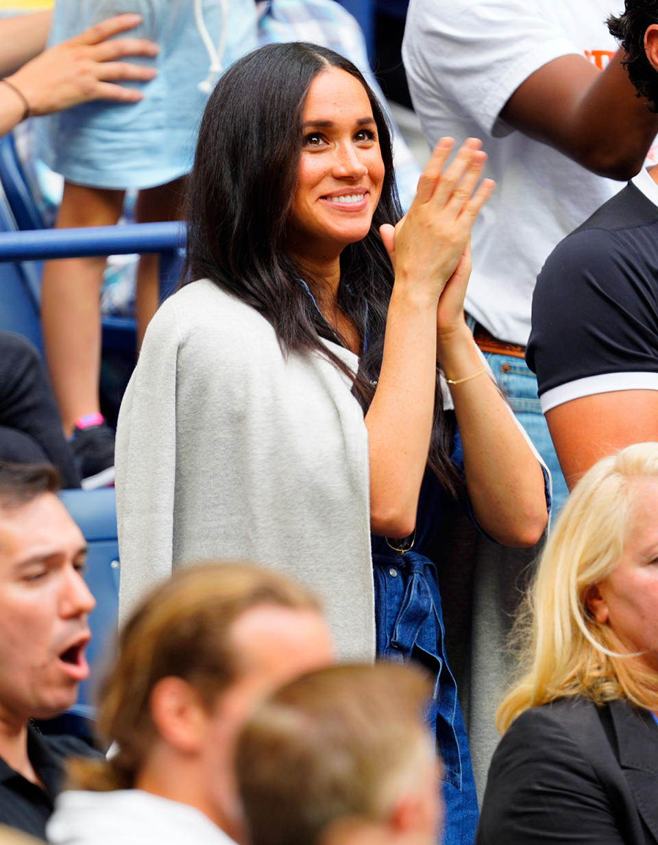 <p>In September 2019, Markle was on hand to cheer on her pal, Serena Williams, at the U.S. Open Women's Final in Queens, New York. </p> <p>"The crowd went wild when they showed her on the screen," a <a href="https://people.com/royals/meghan-markle-best-faces-serena-williams-us-open-finals/?slide=7274752#7274752" rel="nofollow noopener" target="_blank" data-ylk="slk:spectator told PEOPLE.;elm:context_link;itc:0;sec:content-canvas" class="link ">spectator told PEOPLE.</a> "They did it as soon as they possibly could — it was the very first break in action."</p>