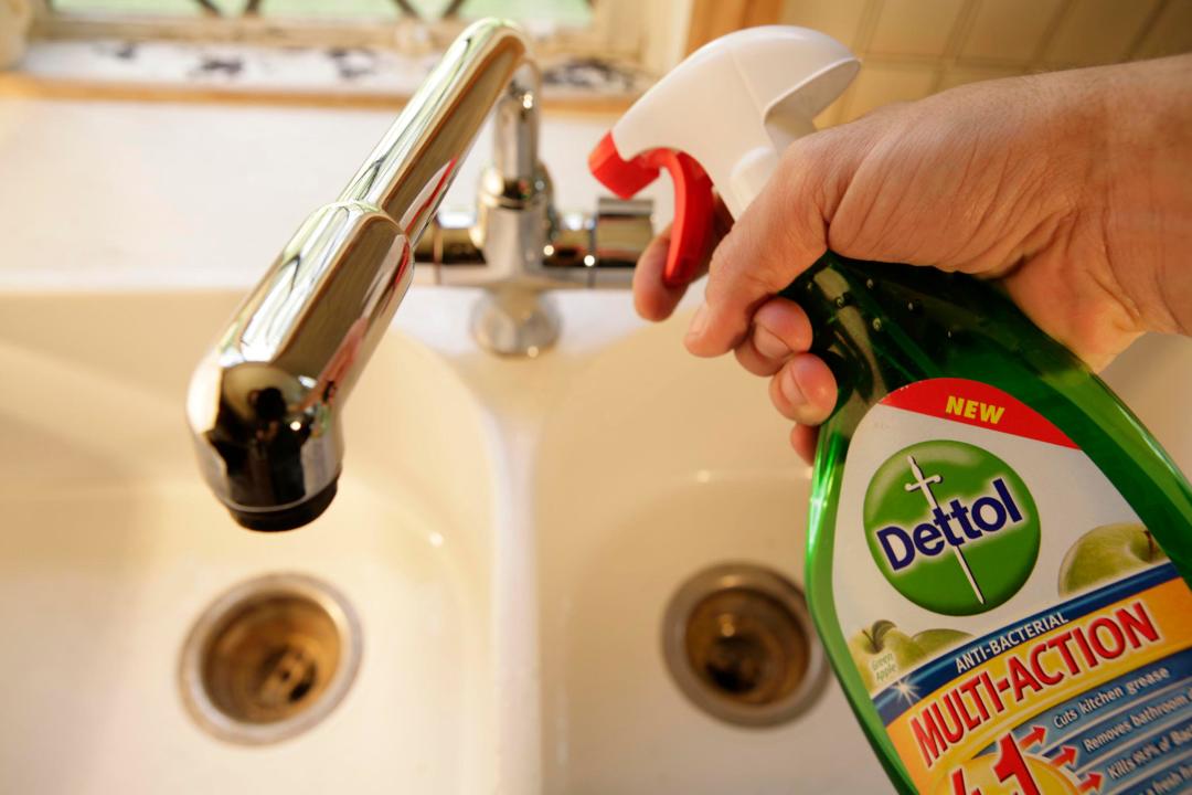 Pictured: Dettol anti-Bacterial spray, a Reckitt Benckiser brand. (Newscast Limited via AP Images)