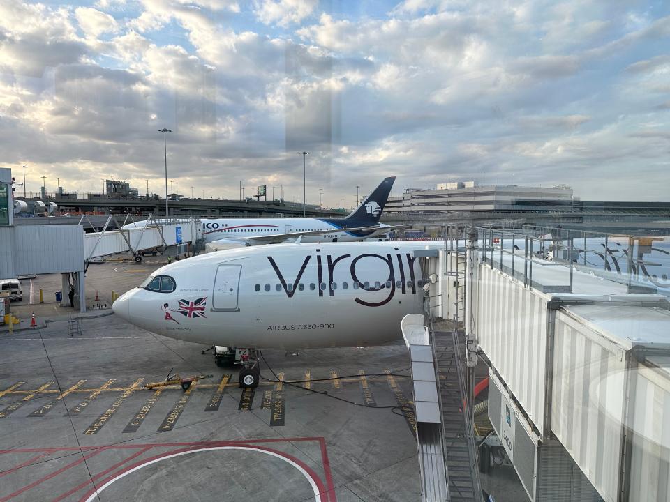 Virgin Atlantic plane at JFK, Dan Koday, " I was one of the first people to see Virgin Atlantic's newest aircraft that will fly between NYC and London. "