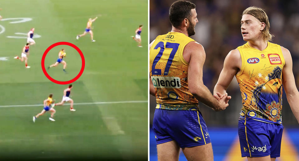 Harley Reid in action for the West Coast Eagles.