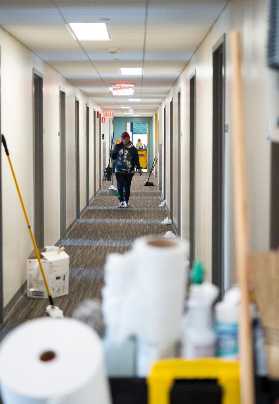 About 250 custodial workers across the Ohio State Columbus campus work from after spring commencement in May to move-in day in August to prepare the dorms for new students.
