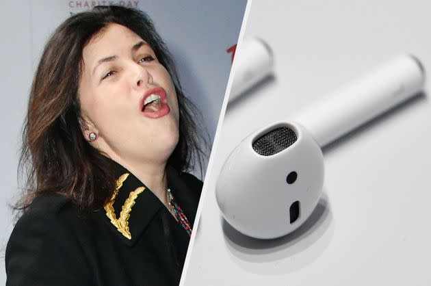 (L-R) Kirstie Allsopp and an Airpod (Photo: Rex/Reuters)