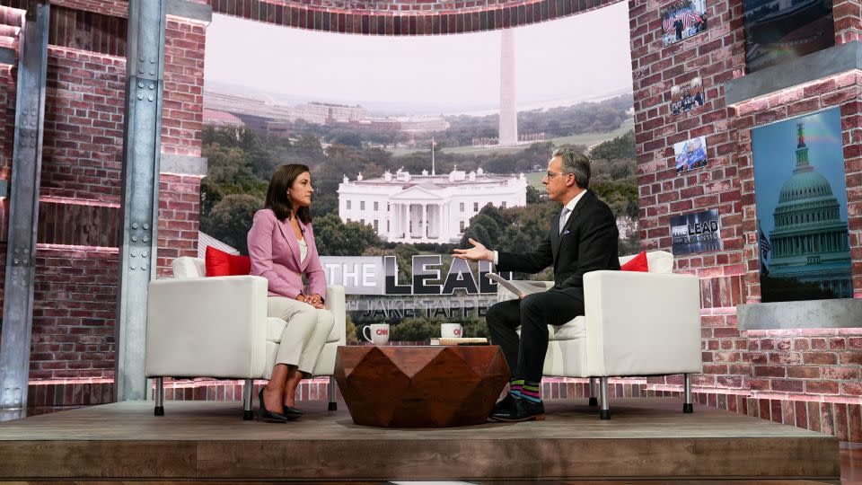 Former White House aide Cassidy Hutchinson speaks to CNN's Jake Tapper in New York on Tuesday, September 26. - Laura Oliverio/CNN