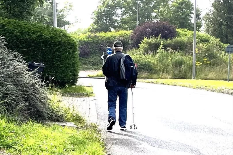 Steve Thomas, 73, is "forced to walk in the road"