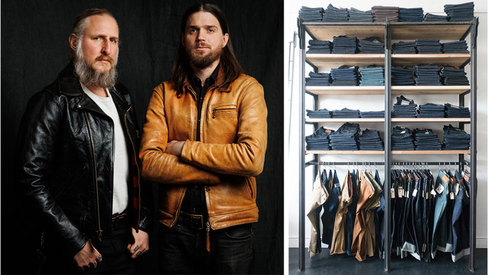 The store’s founders, Jeremy Smith and Neil Berrett; a denim display at the Oakland outpost. - Credit: Standard & Strange