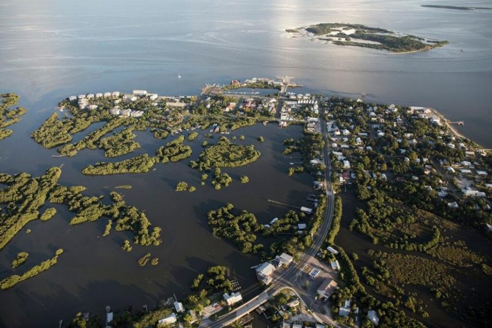 Aerial photograph of Cedar Key, Florida.