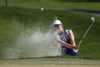 Linnea Storm, of Sweden, hits out of a bunker on the 11th hole during the first round of the ANA Inspiration golf tournament at Mission Hills Country Club in Rancho Mirage, Calif. Thursday, Sept. 10, 2020. (AP Photo/Ringo H.W. Chiu)