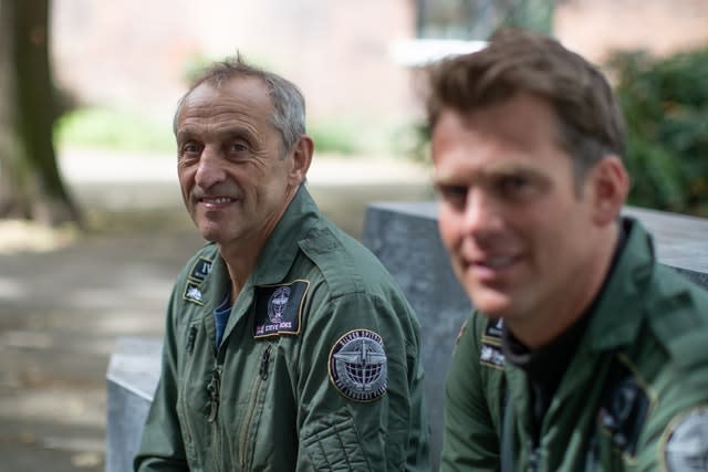 Spitfire pilots Steve Brooks, left, and Matt Jones