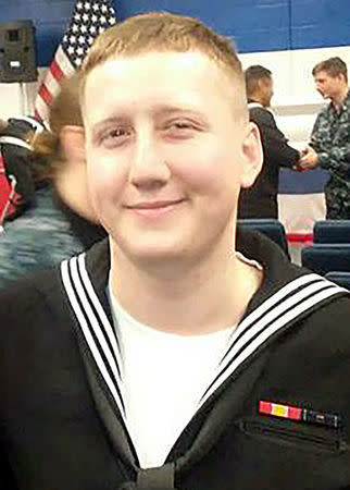 Interior Communications Electrician 3rd Class Logan Stephen Palmer, 23, from Decatur, Illinois who was stationed aboard the USS John S. McCain when it collided with a merchant vessel in waters near Singapore and Malayasia, August 21, 2017, is shown in this undated photo provided August 24, 2017. U.S. Navy/Handout via REUTERS