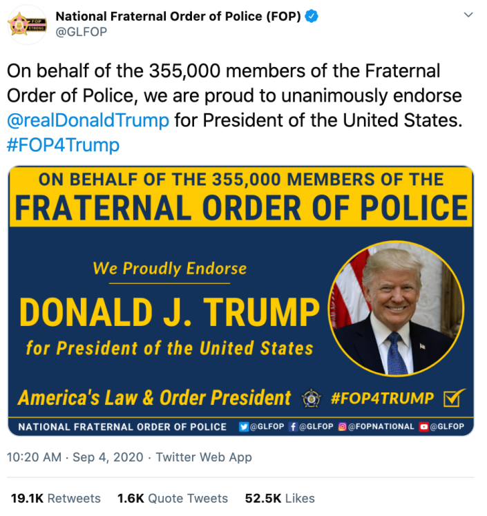 National Fraternal Order of Police endorses Donald Trump