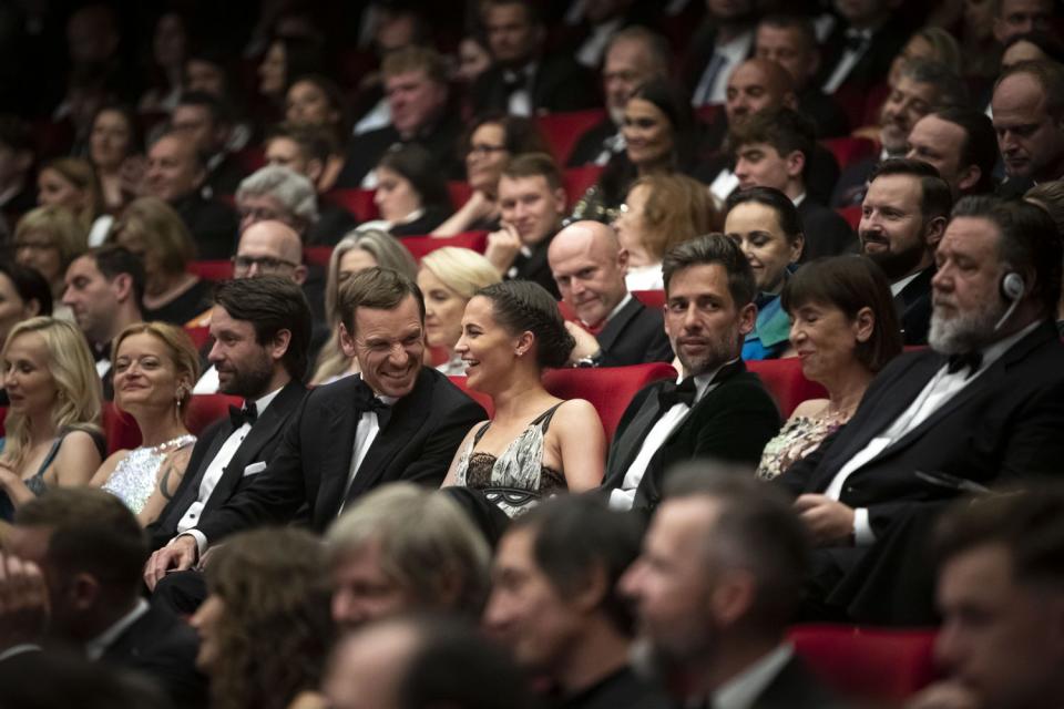 KARLOVY VARY, CZECH REPUBLIC - JUNE 30: Alicia Vikander and Michael Fassbender attend the 57th Karlovy Vary International Film Festival on June 30, 2023 in Karlovy Vary, Czech Republic. The annual Karlovy Vary International Film Festival is the largest film festival in the Czech Republic. (Photo by Gabriel Kuchta/Getty Images)