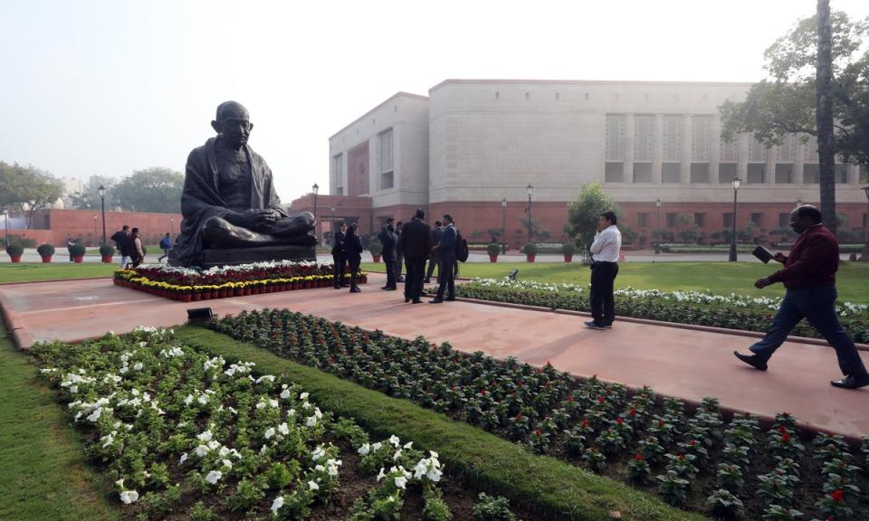 File Indian Prime Minister Narendra Modi and cabinet ministers attend winter session at new Parliament House building (EPA)