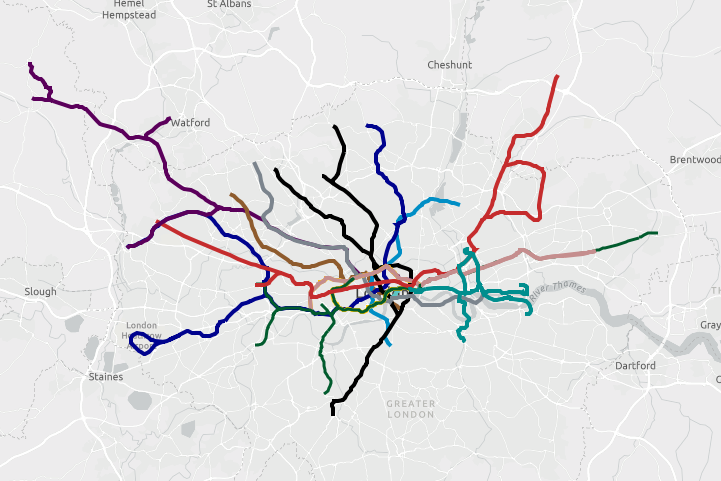 The new map charts the 'true geography' of the TfL network: Esri UK