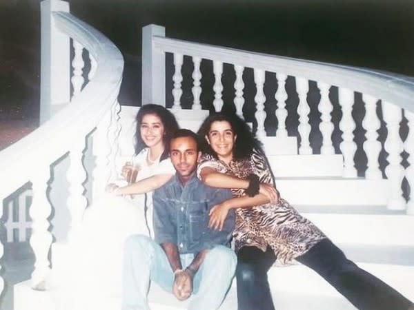 Throwback picture of Manisha Koirala, Vicky Chopra and Farah Khan from sets of 'Kuchh Na Kaho' song (Image source: Instagram)