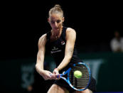 Tennis - WTA Tour Finals - Singapore Indoor Stadium, Kallang, Singapore - October 23, 2018 Czech Republic's Karolina Pliskova in action during her group stage match against Ukraine's Elina Svitolina REUTERS/Edgar Su