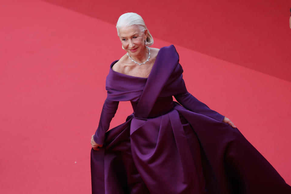 CANNES, FRANCE - MAY 24: Dame Helen Mirren attends the "La Plus Precieuse Des Marchandises" (The Most Precious Of Cargoes) Red Carpet at the 77th annual Cannes Film Festival at Palais des Festivals on May 24, 2024 in Cannes, France. (Photo by Vittorio Zunino Celotto/Getty Images)