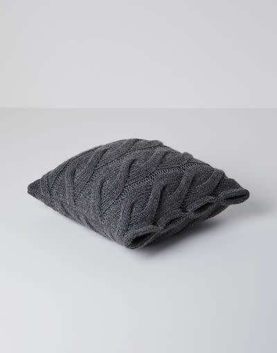 12) Cushion with Wide Cable Knit Cover in Cashmere Feather Yarn