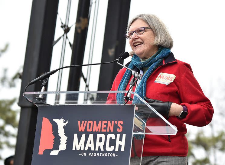 Sister Simone Campbell, speaking at the Women's March on Washington