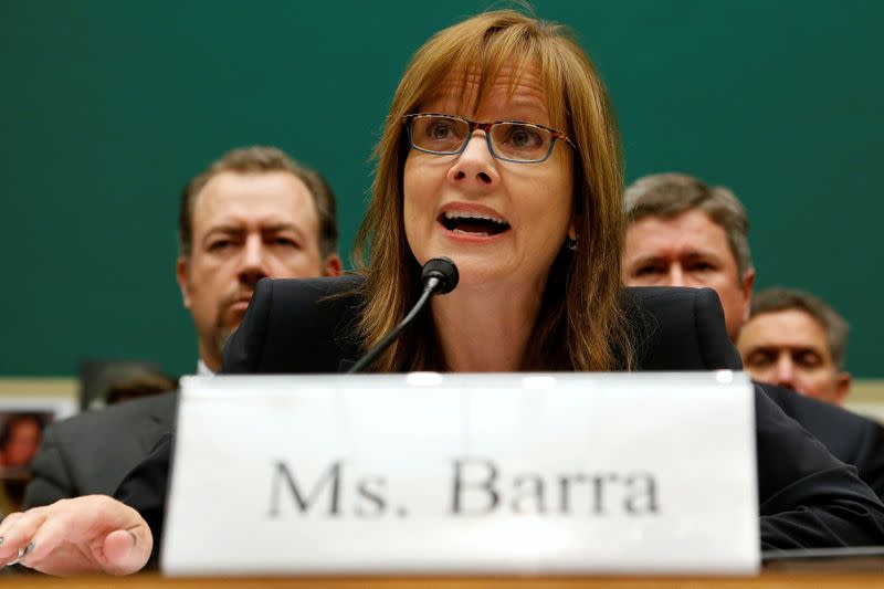 FILE PHOTO: GM CEO Barra testifies before House Energy and Commerce Oversight and Investigations Subcommittee hearing on Capitol Hill