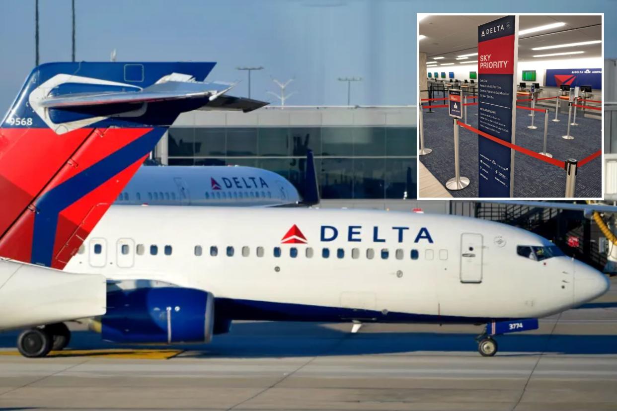 Delta Airlines plane and ticket area