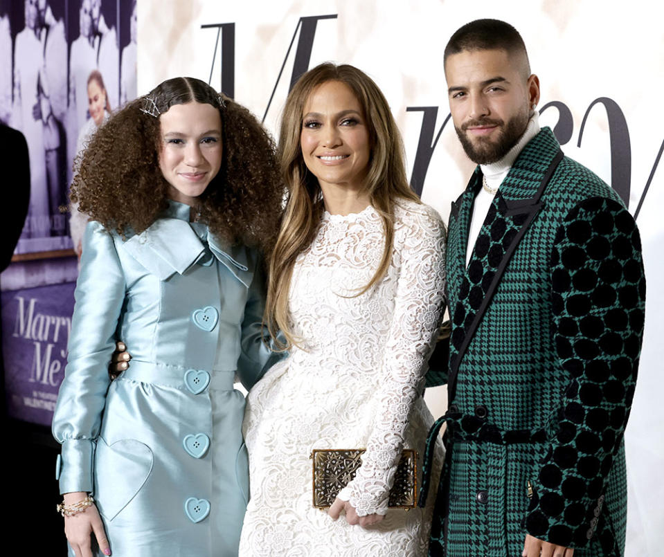 Chloe Coleman, Jennifer Lopez and Maluma - Credit: Frazer Harrison/Getty Images