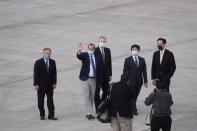 U.S. Secretary of HHS Azar arrives at Taipei Songshan Airport