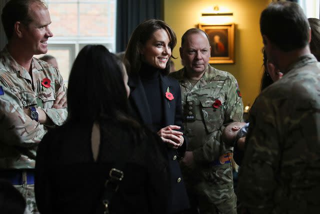 <p>Chris Radburn - WPA Pool/Getty Images</p> Kate Middleton visits the Queen's Dragoon Guards on Nov. 8, 2023