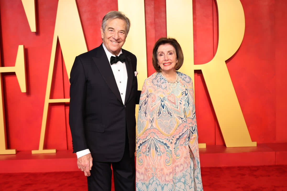 Paul and Nancy Pelosi attend the Vanity Fair Oscar party in Beverly Hills in March (Getty)