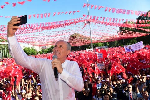 Muharrem Ince is Mr Erdogan's main opponent in the elections - Credit: Ziya Koseoglu/CHP Press Service via AP, Pool