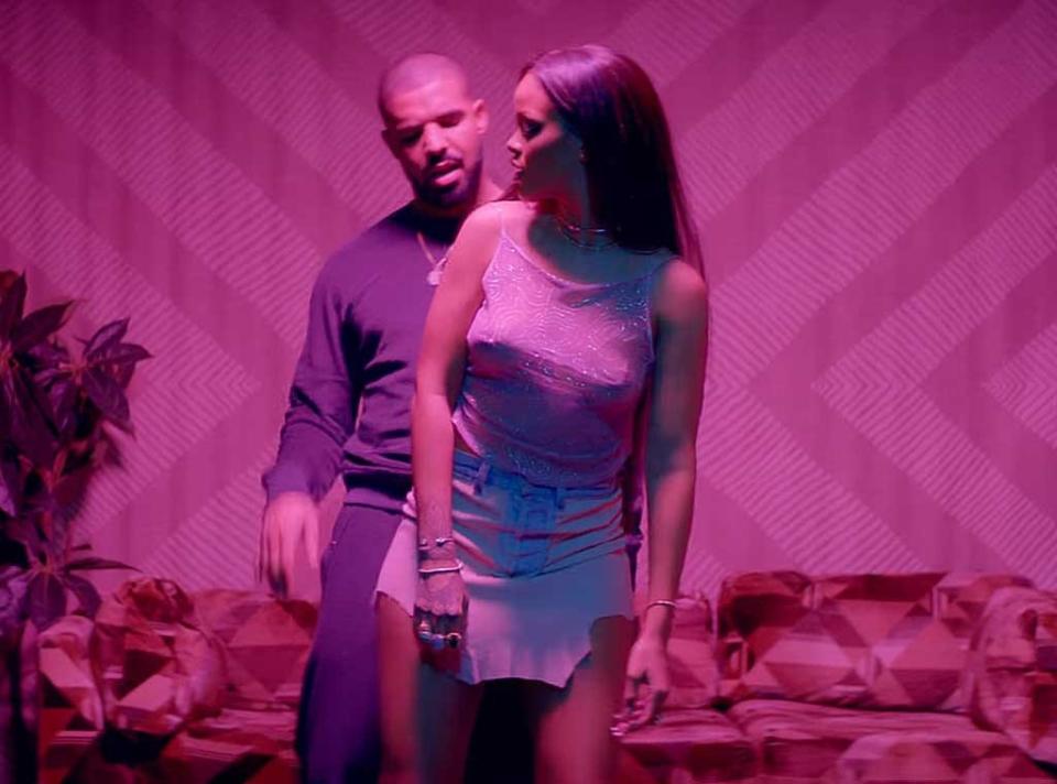 Drake and Rihanna in the video for "Work."