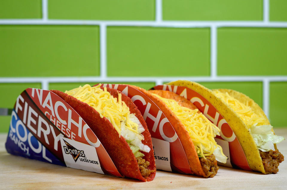 IRVINE, CA - SEPTEMBER 12:  The Doritos Locos Taco continues to be a best seller for Taco Bell.  (Photo by Joshua Blanchard/Getty Images for Taco Bell)