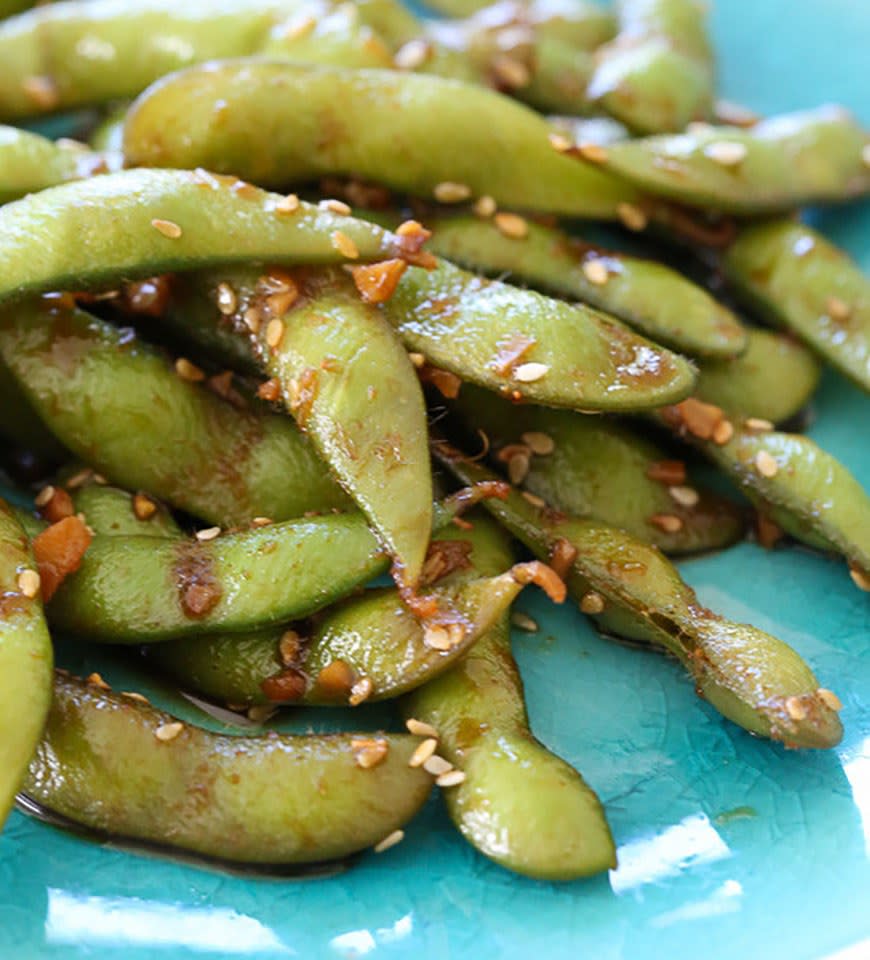 Spicy Garlic Edamame from SkinnyTaste